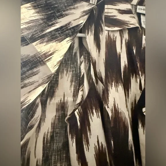 Chico's Linen Jacket and Dress Set in Brown and Cream - Picture 5 of 12